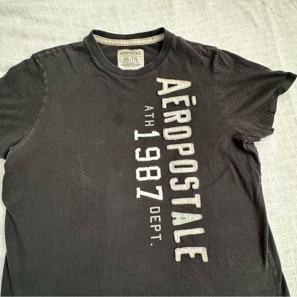 Aeropostle Y2K  1987 Black T-Shirt Logo SZ XXL - Picture 3 of 6